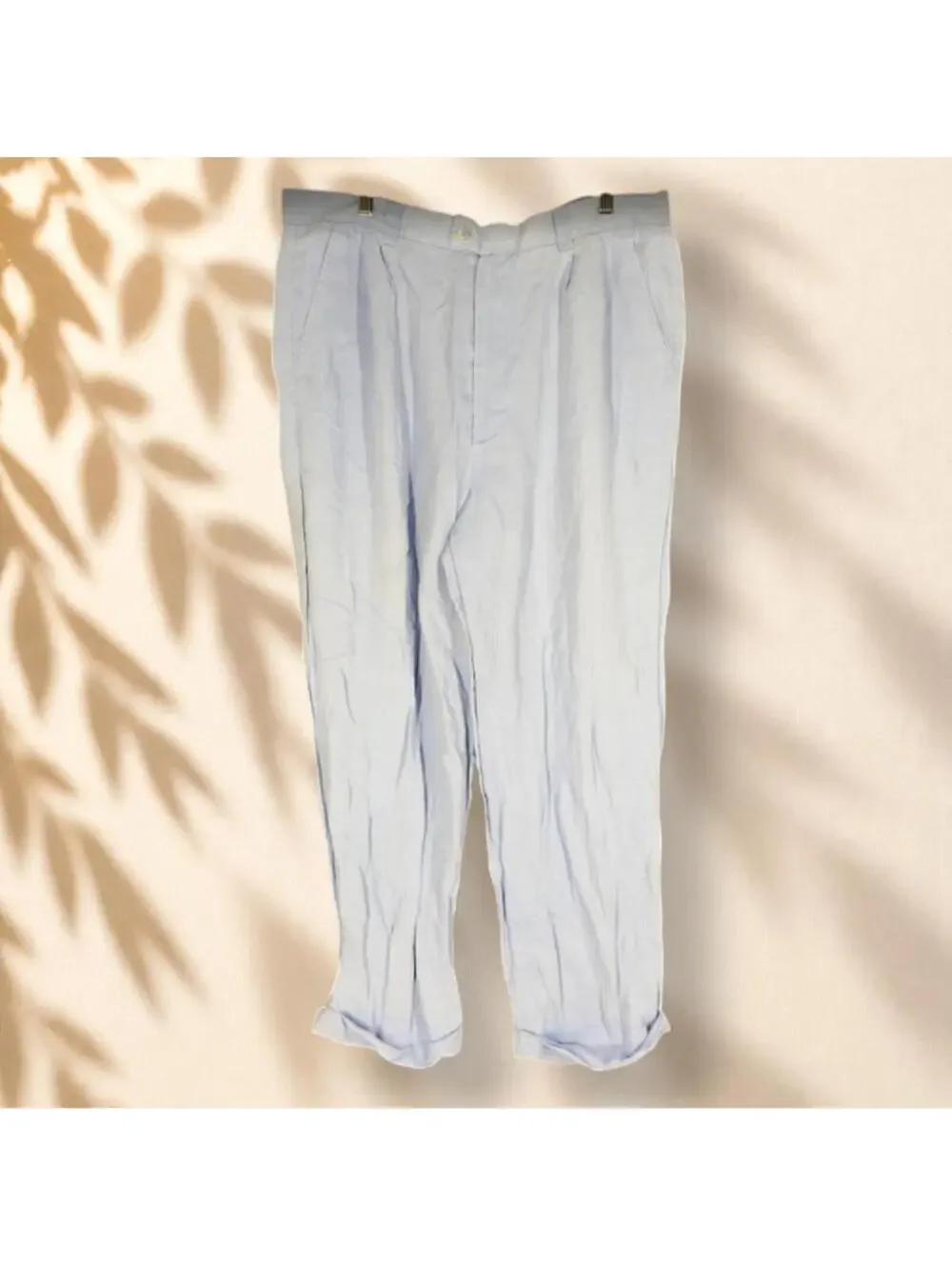 Stacy Adams Pants Men 38 Blue High Rise Flat Front Cuffed Chino Pockets Straight
